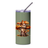 Mushroom House Tumbler, Fairy Tale Drinkware, Whimsical Cottage Core Cup, Fantasy Art Mug, Unique Gift for Book Lovers, Kids Tumbler - Tawshia
